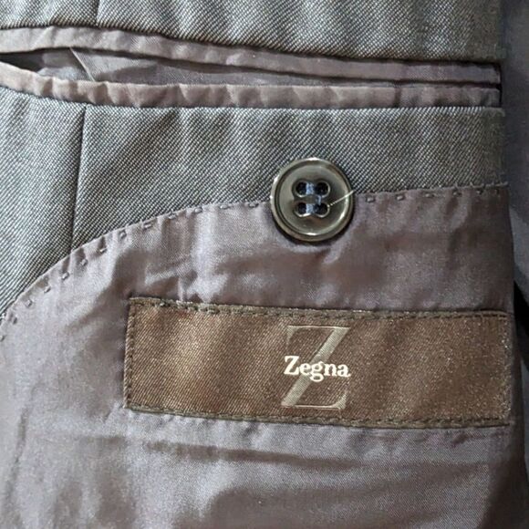 Zegna Mens Wool & Mohair Two Button Shiny Navy Blue Blazer 28QCG4 Size EU 54R - Picture 9 of 10